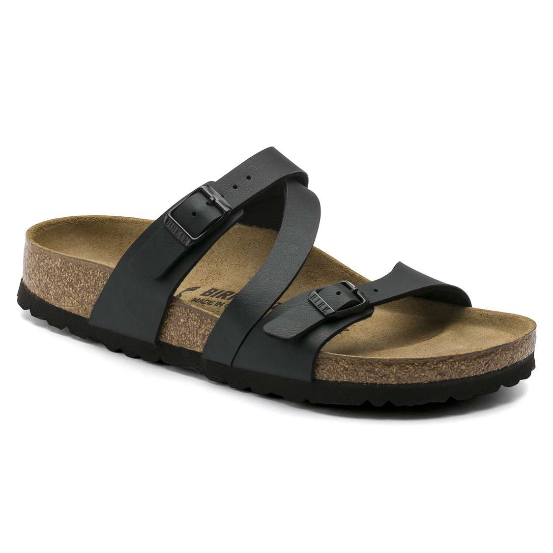 Black Birkenstock Salina Birko-Flor Women\'s Two Strap Sandals | IOUZGlWm1HR