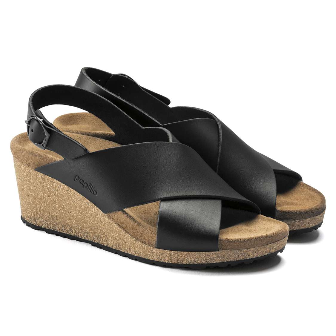 Black Birkenstock Samira Leather Women's Wedges Sandals | 8UpXIe4Mlll