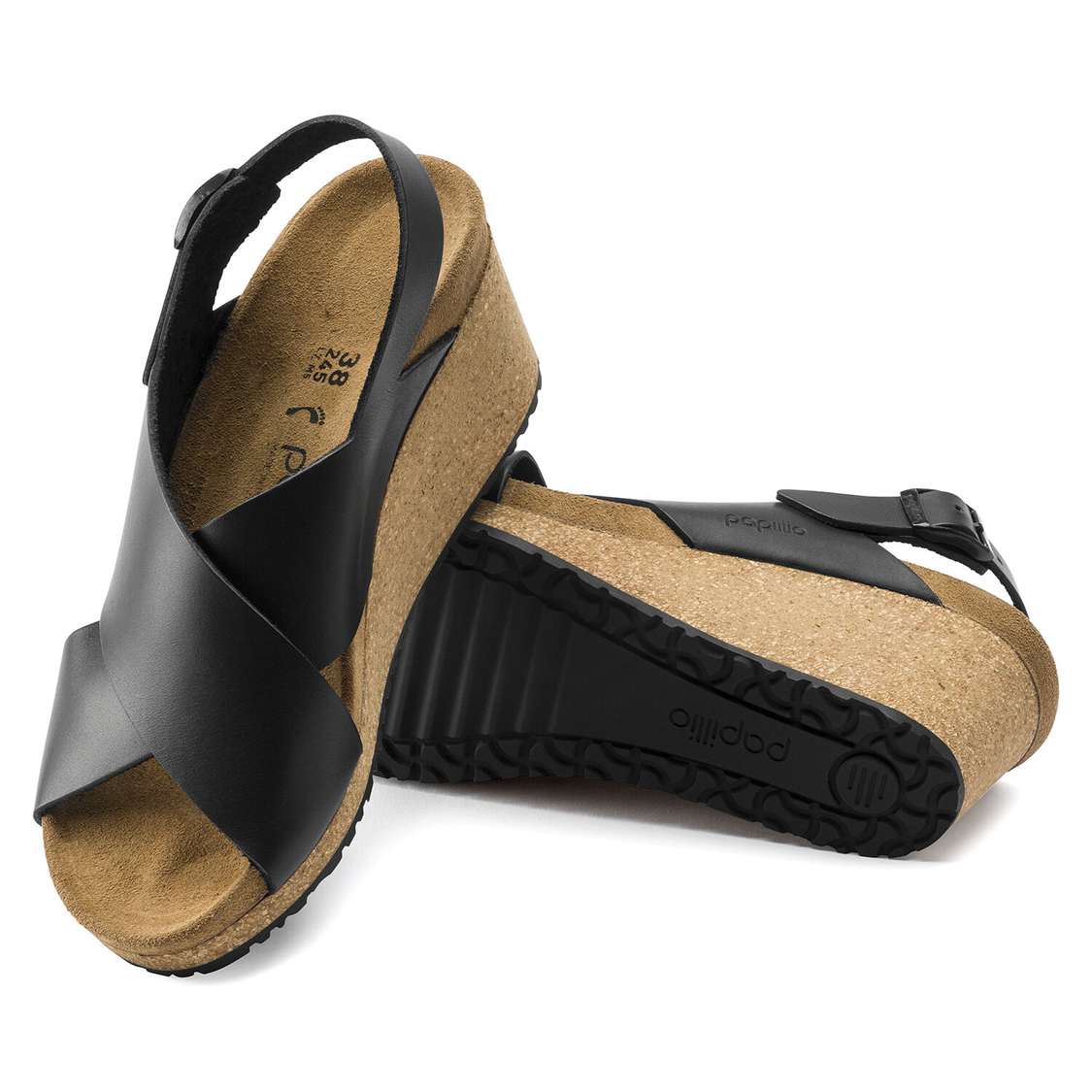 Black Birkenstock Samira Leather Women's Wedges Sandals | R5IitZMtnmv