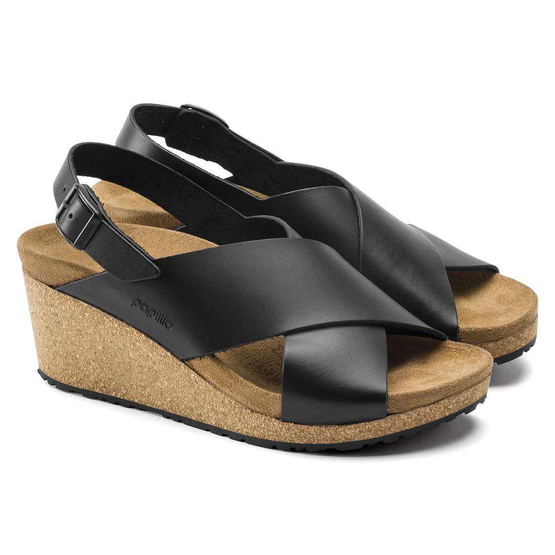 Black Birkenstock Samira Leather Women's Wedges Sandals | R5IitZMtnmv