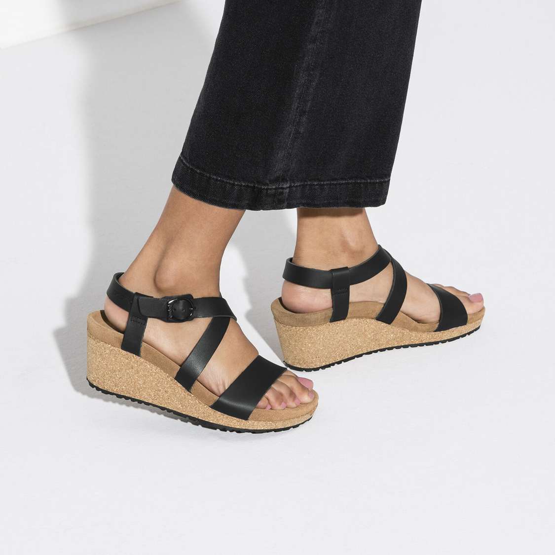 Black Birkenstock Sibyl Leather Women's Multi Strap Sandals | 3PnAImDuUtb