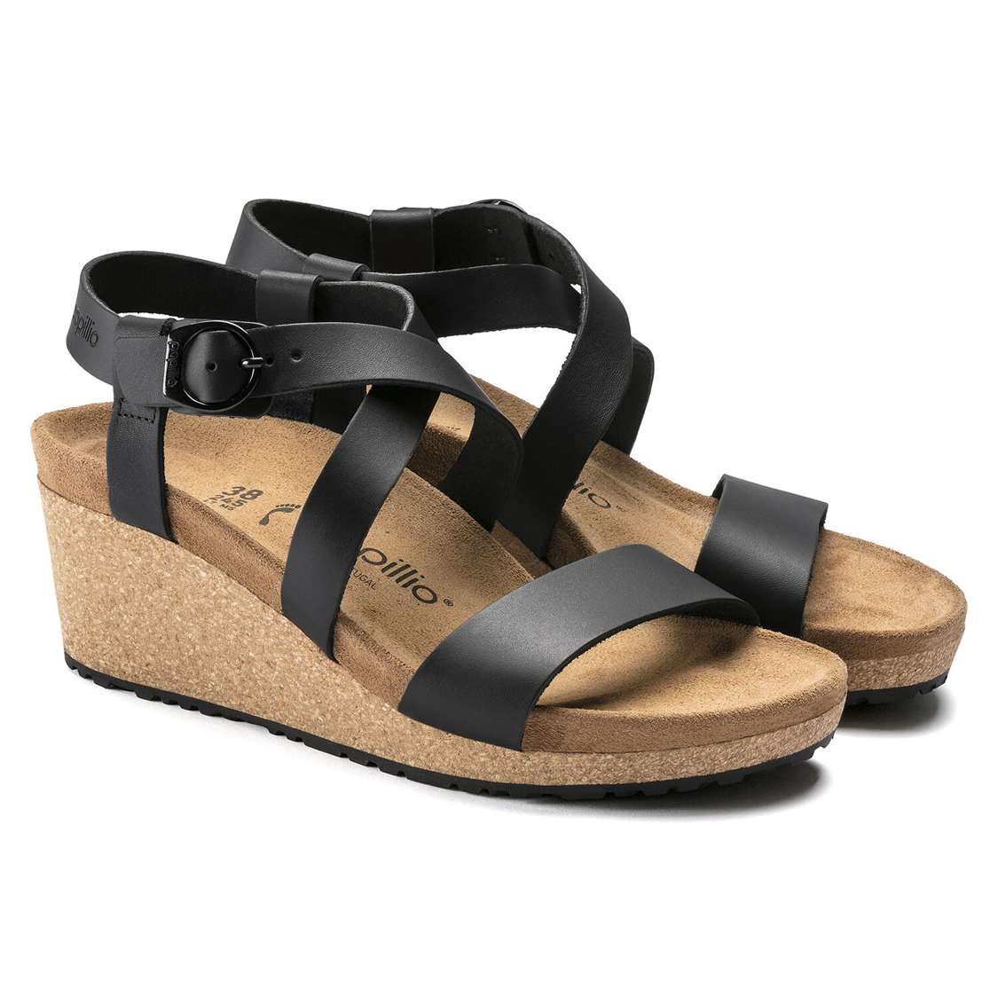 Black Birkenstock Sibyl Leather Women's Multi Strap Sandals | 3PnAImDuUtb