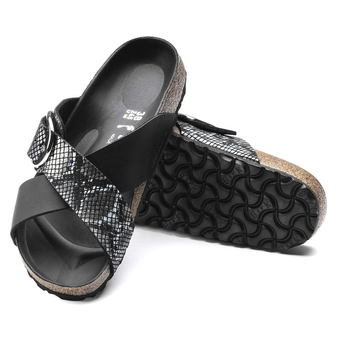 Black Birkenstock Siena Big Buckle Birko-Flor/Micro Fibre Women's Two Strap Sandals | elT7Z8QH924