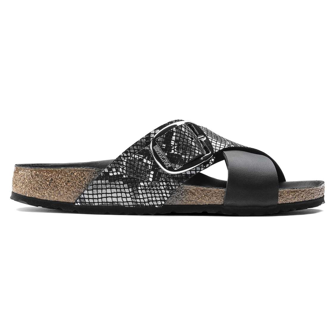 Black Birkenstock Siena Big Buckle Birko-Flor/Micro Fibre Women's Two Strap Sandals | elT7Z8QH924