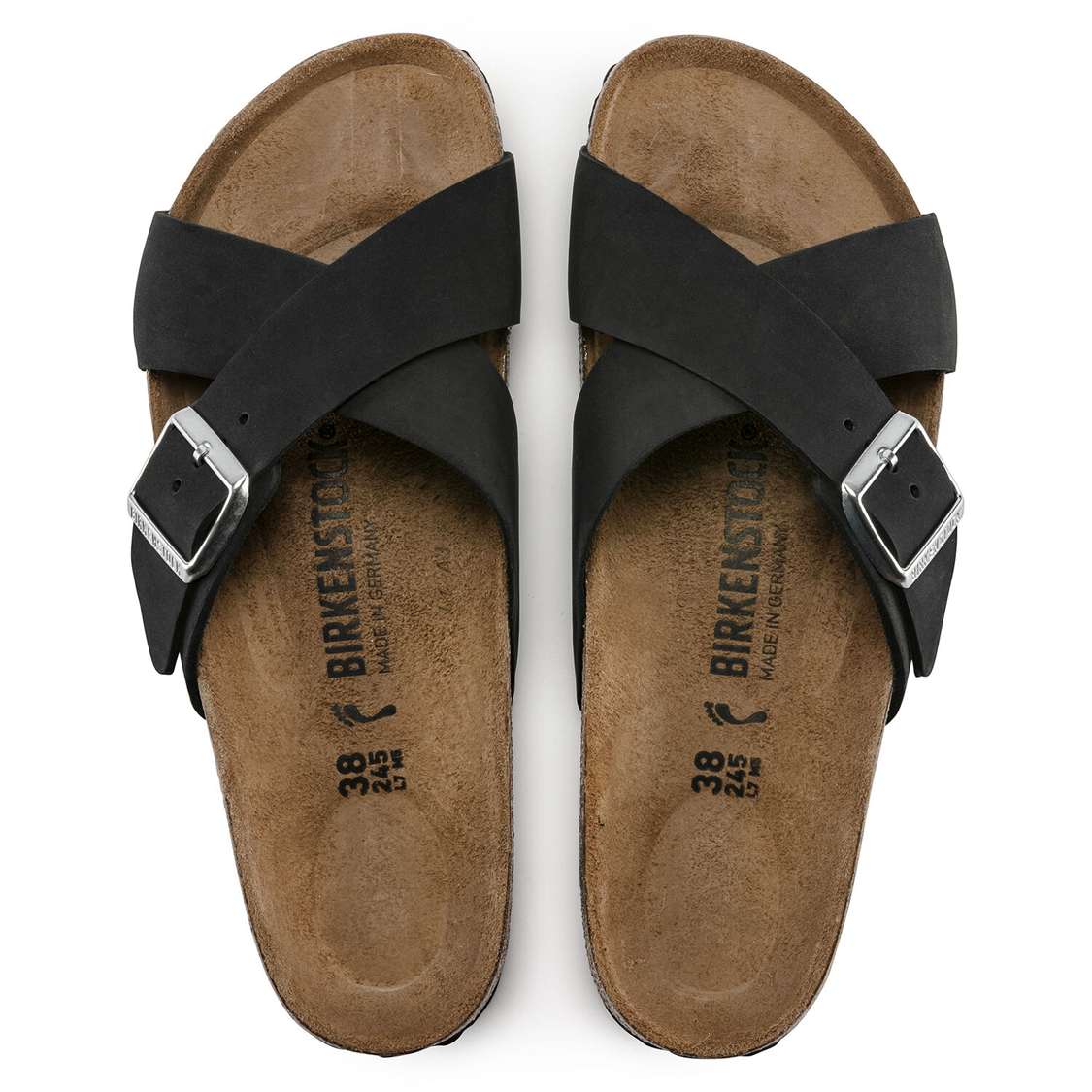 Black Birkenstock Siena Nubuck Leather Women's Two Strap Sandals | JLjVyuL5lTe