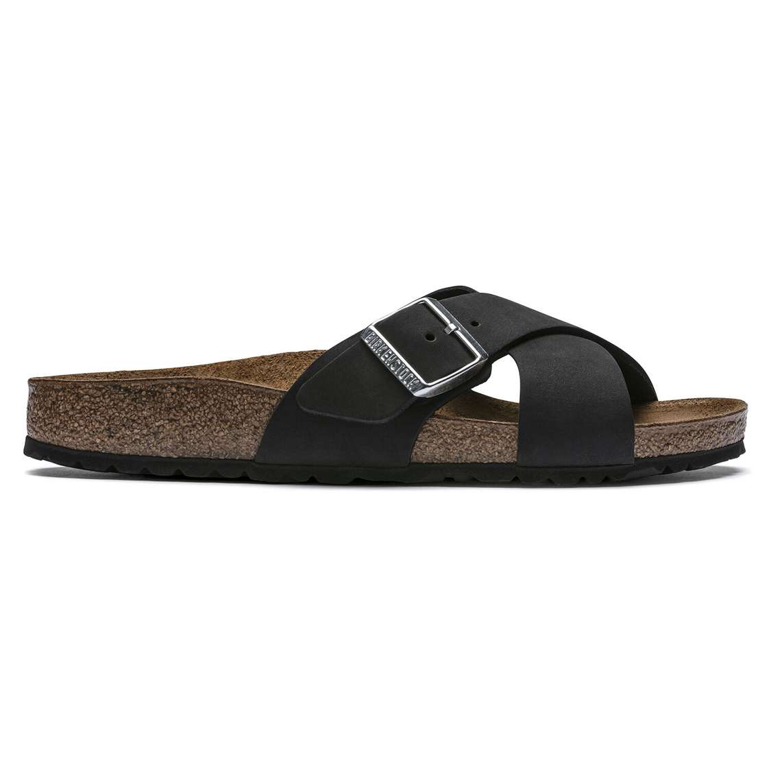 Black Birkenstock Siena Nubuck Leather Women's Two Strap Sandals | JLjVyuL5lTe