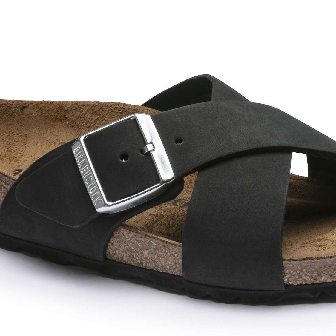 Black Birkenstock Siena Nubuck Leather Women's Two Strap Sandals | JLjVyuL5lTe