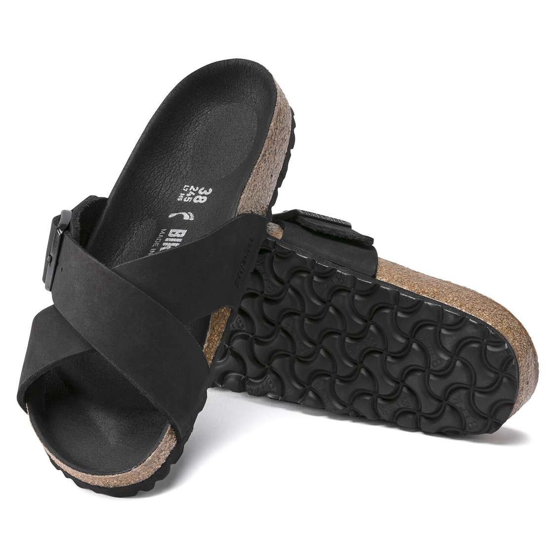 Black Birkenstock Siena Nubuck Leather Women's Two Strap Sandals | arsgvnbxR6N