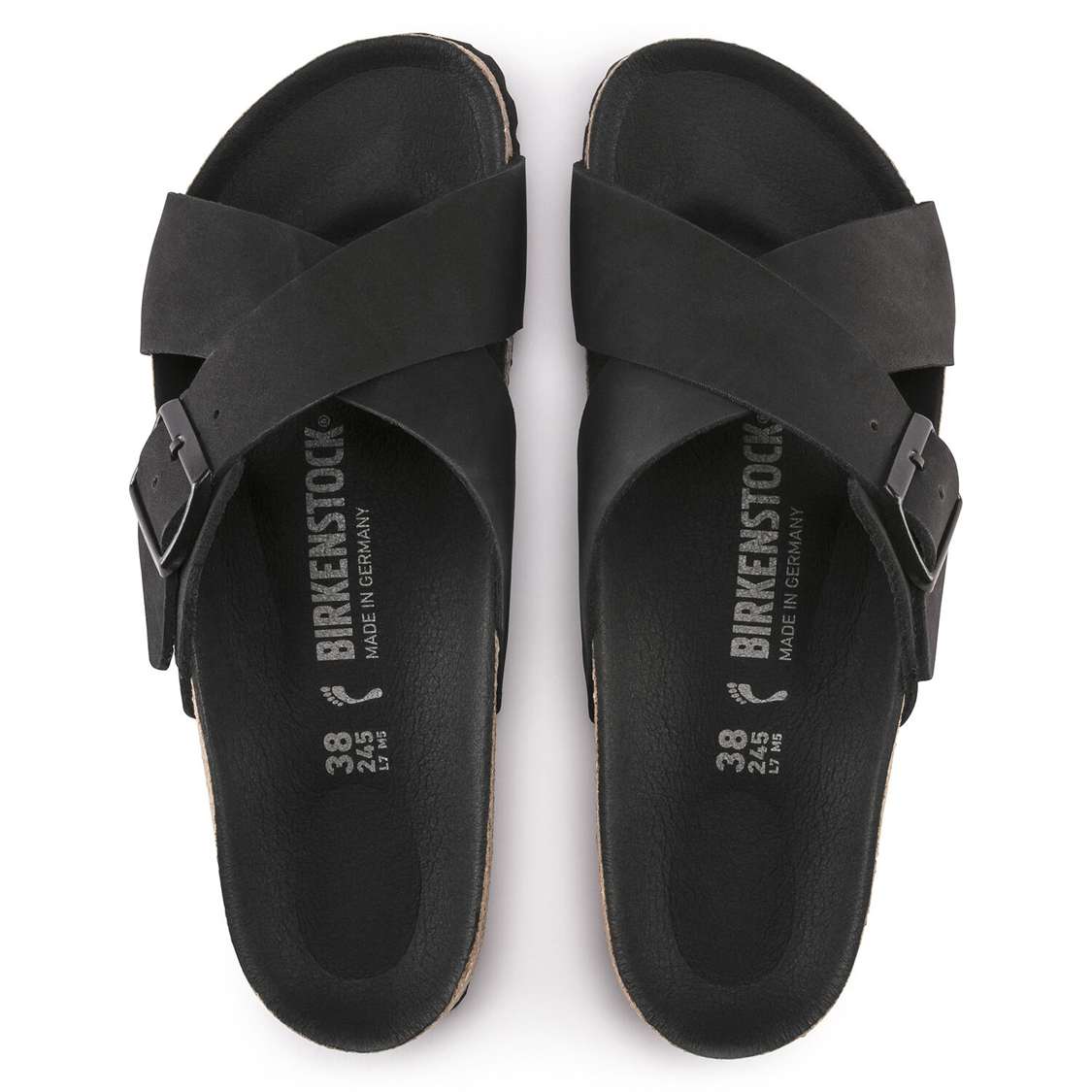 Black Birkenstock Siena Nubuck Leather Women's Two Strap Sandals | arsgvnbxR6N