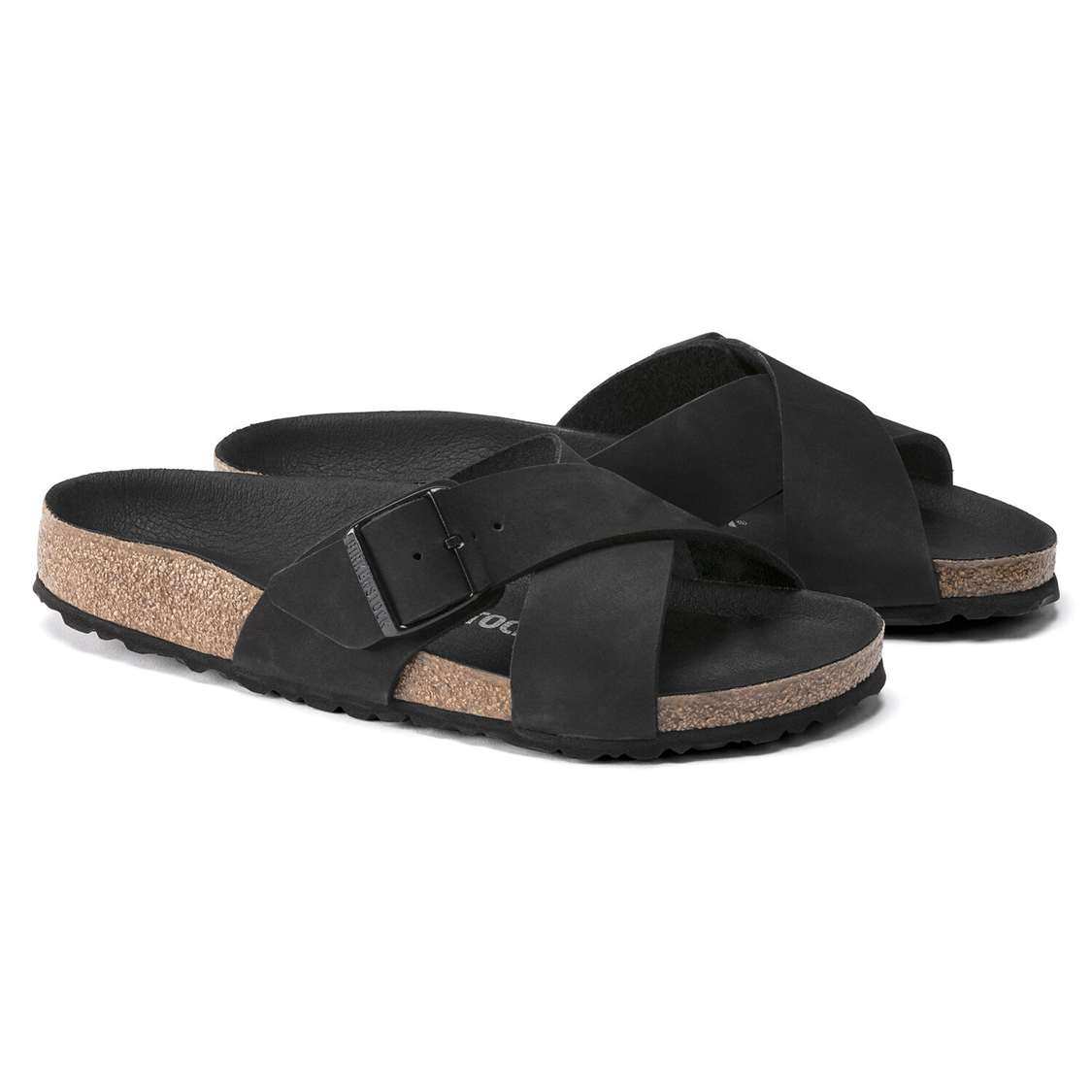 Black Birkenstock Siena Nubuck Leather Women's Two Strap Sandals | arsgvnbxR6N