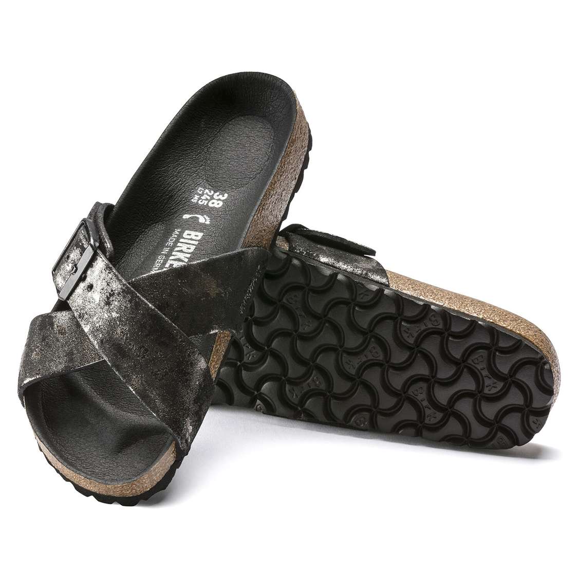 Black Birkenstock Siena Suede Leather Women's Two Strap Sandals | MXhuIfMShlw