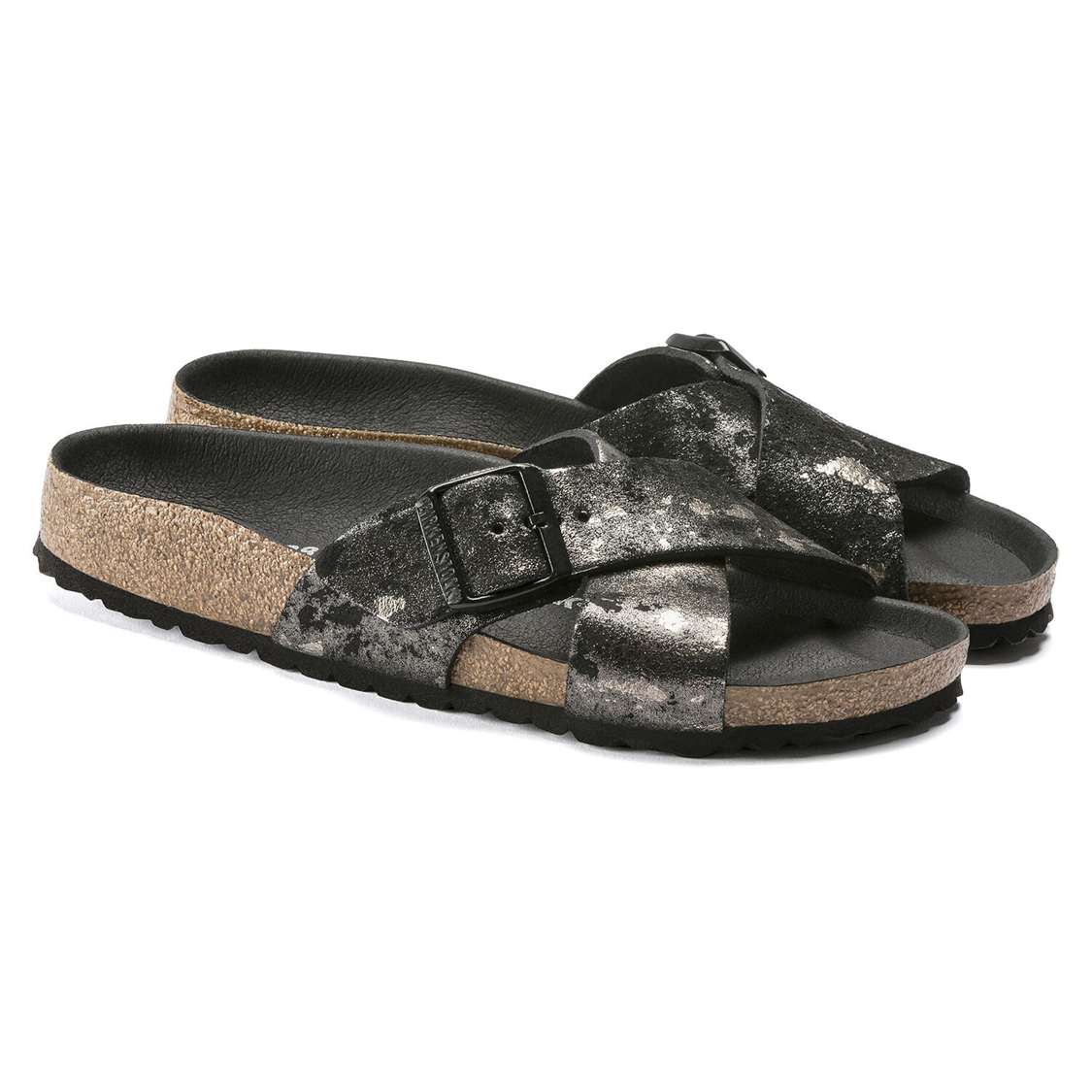 Black Birkenstock Siena Suede Leather Women's Two Strap Sandals | MXhuIfMShlw