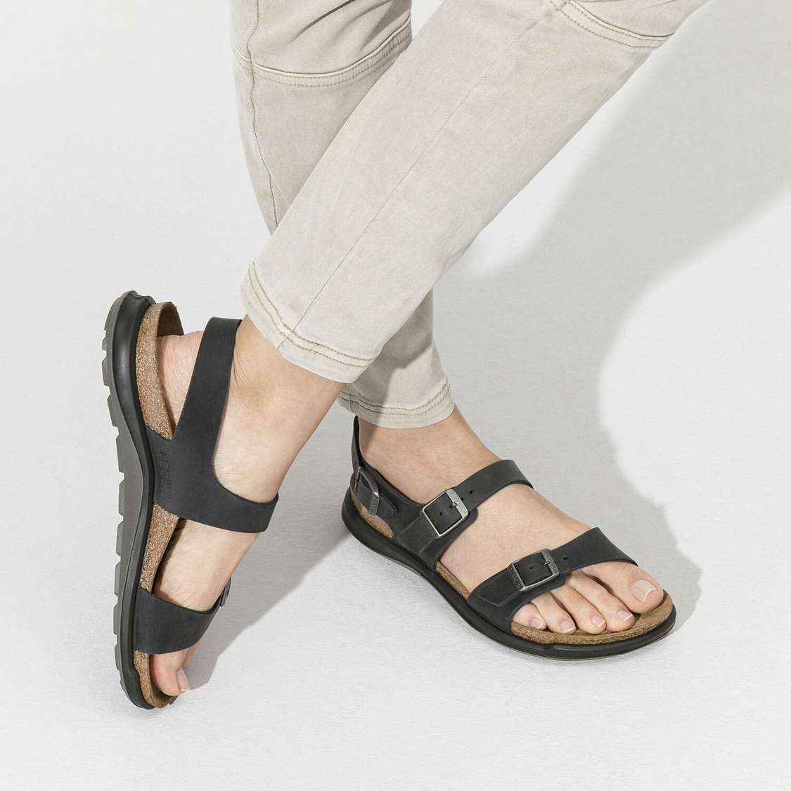 Black Birkenstock Sonora Oiled Leather Women's Two Strap Sandals | Rnu3RKRJPwF