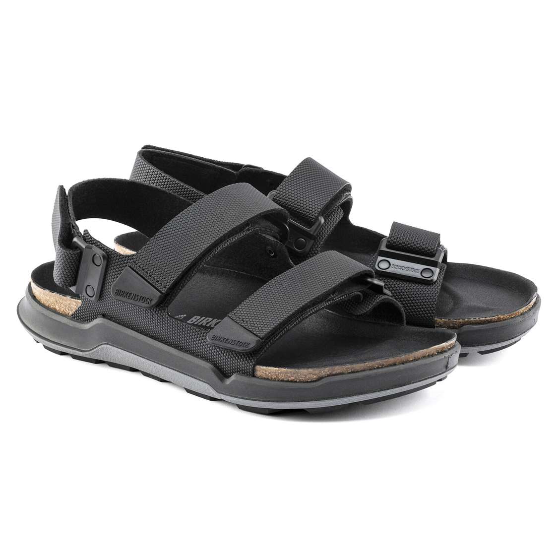 Black Birkenstock Tatacoa Birko-Flor Men's Two Strap Sandals | eGsY4IrbtEN