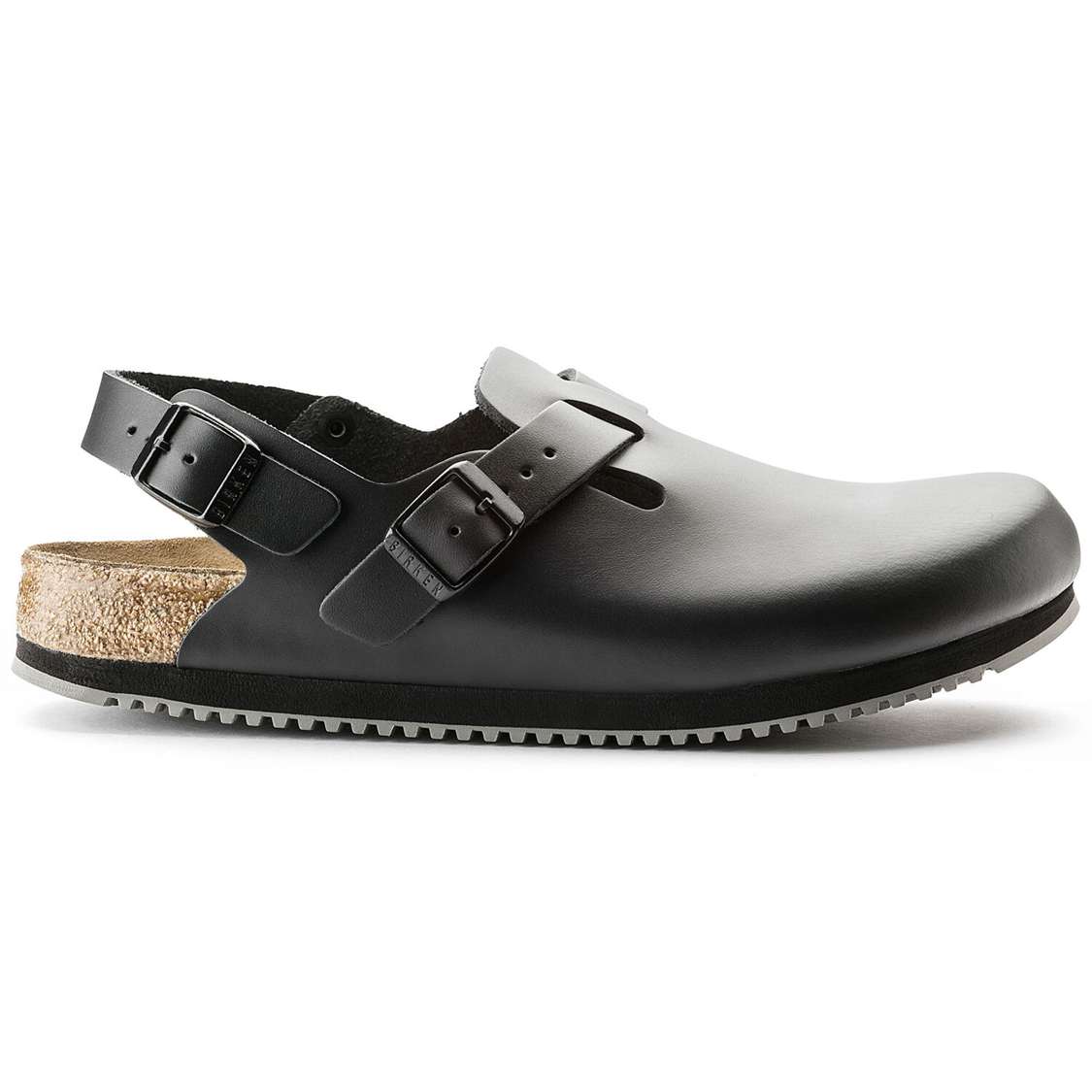 Black Birkenstock Tokio Super Grip Leather Men's Clogs | DweH88Vo2u8