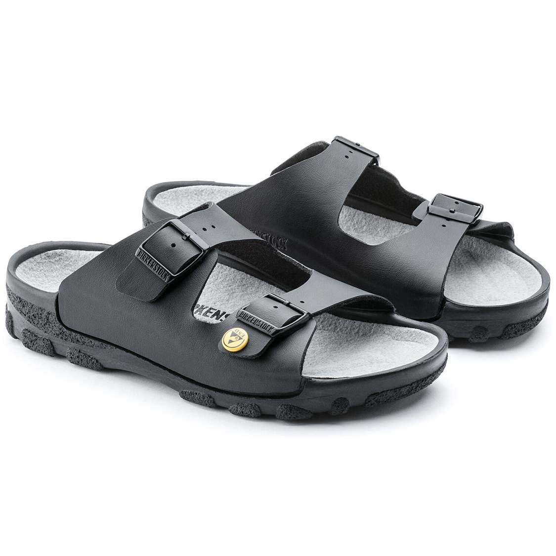 Black Birkenstock Toulon ESD Birkibuc Men's Two Strap Sandals | FVqXStt5PKM