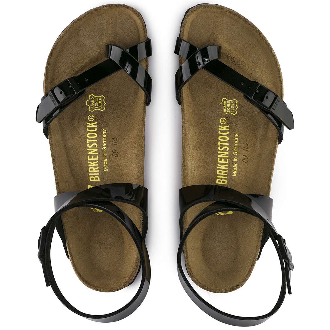 Black Birkenstock Yara Birko-Flor Patent Women's Multi Strap Sandals | ClVcnIVSK1H