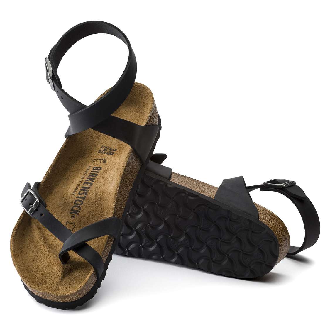 Black Birkenstock Yara Oiled Leather Women's Ankle Strap Sandals | M2IRvMaejps