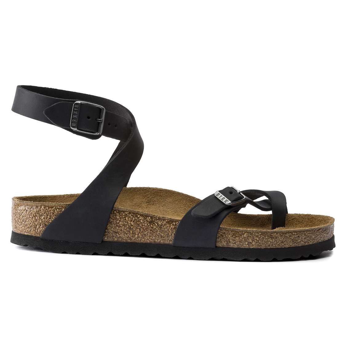 Black Birkenstock Yara Oiled Leather Women's Ankle Strap Sandals | M2IRvMaejps