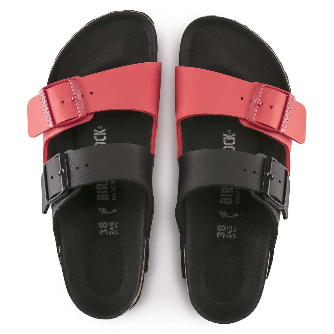 Black / Red Birkenstock Arizona Split Birko-Flor Women's Two Strap Sandals | TJStUPK2sRG