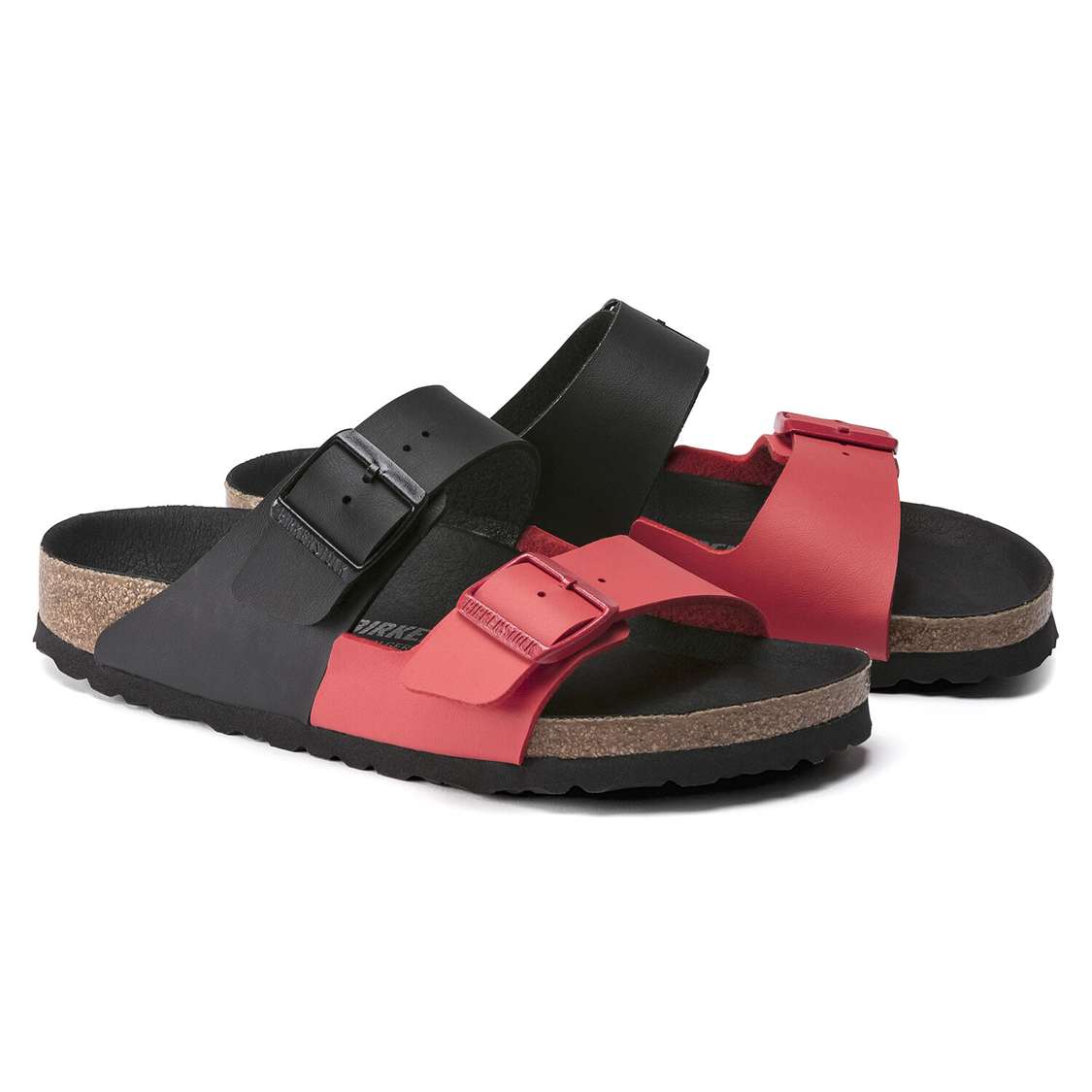 Black / Red Birkenstock Arizona Split Birko-Flor Women's Two Strap Sandals | TJStUPK2sRG