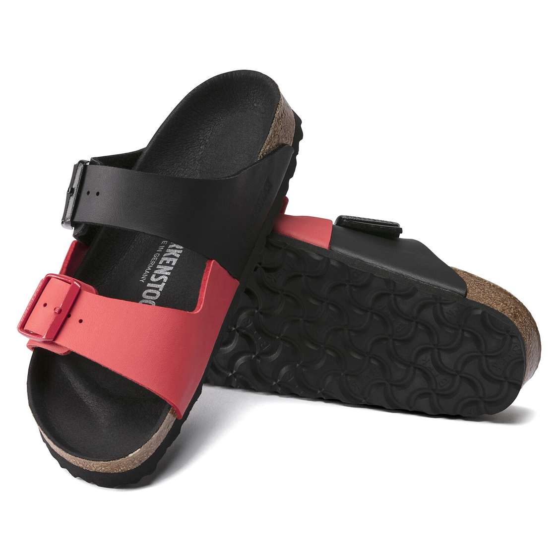 Black / Red Birkenstock Arizona Split Birko-Flor Men's Two Strap Sandals | fu9nzYDznPl