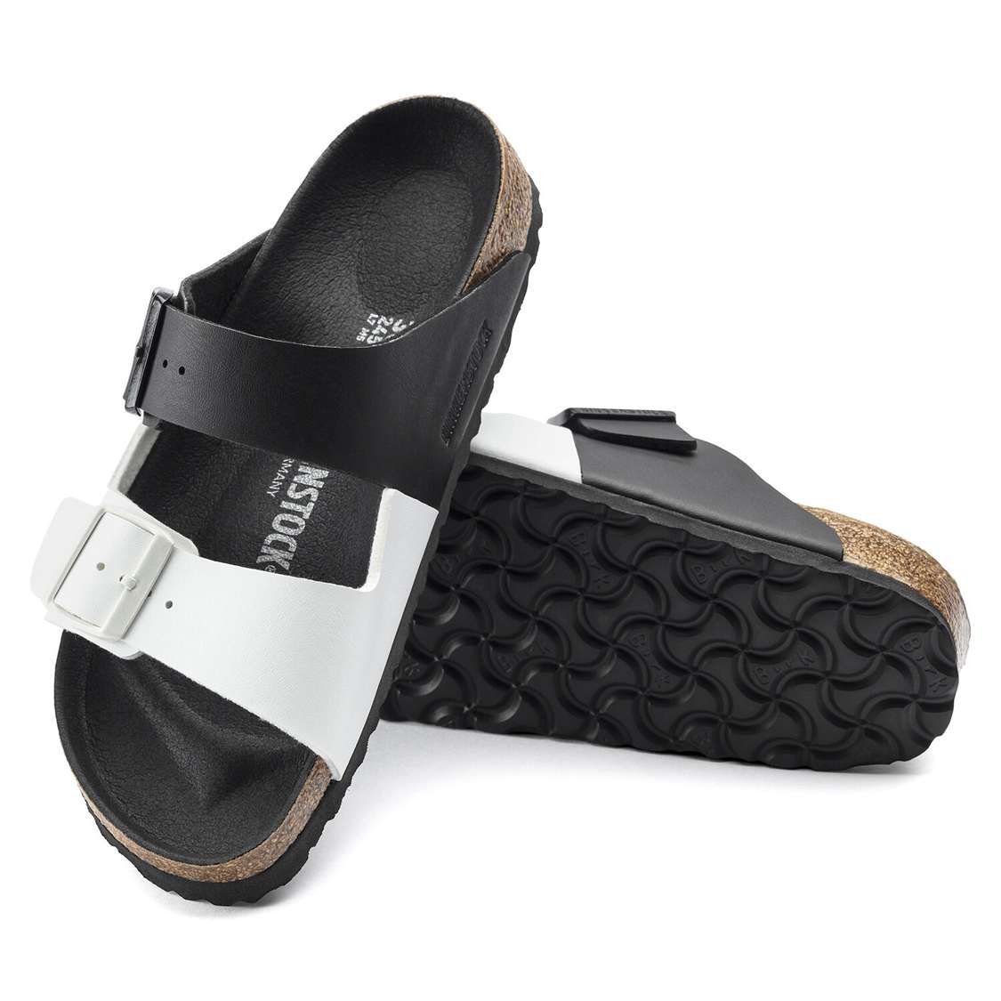 Black / White Birkenstock Arizona Split Birko-Flor Women's Two Strap Sandals | 2zfGUBox1MX