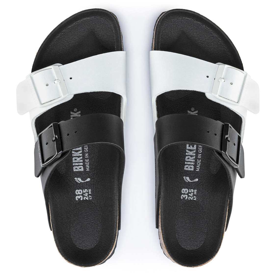 Black / White Birkenstock Arizona Split Birko-Flor Women's Two Strap Sandals | 2zfGUBox1MX