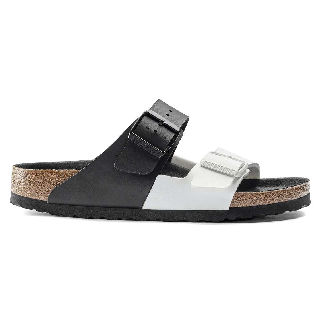 Black / White Birkenstock Arizona Split Birko-Flor Women's Two Strap Sandals | 2zfGUBox1MX