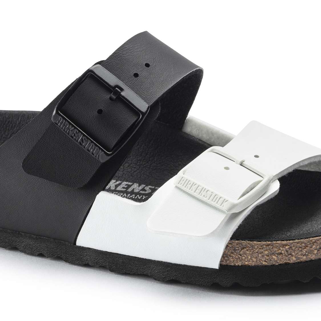 Black / White Birkenstock Arizona Split Birko-Flor Women's Two Strap Sandals | 2zfGUBox1MX