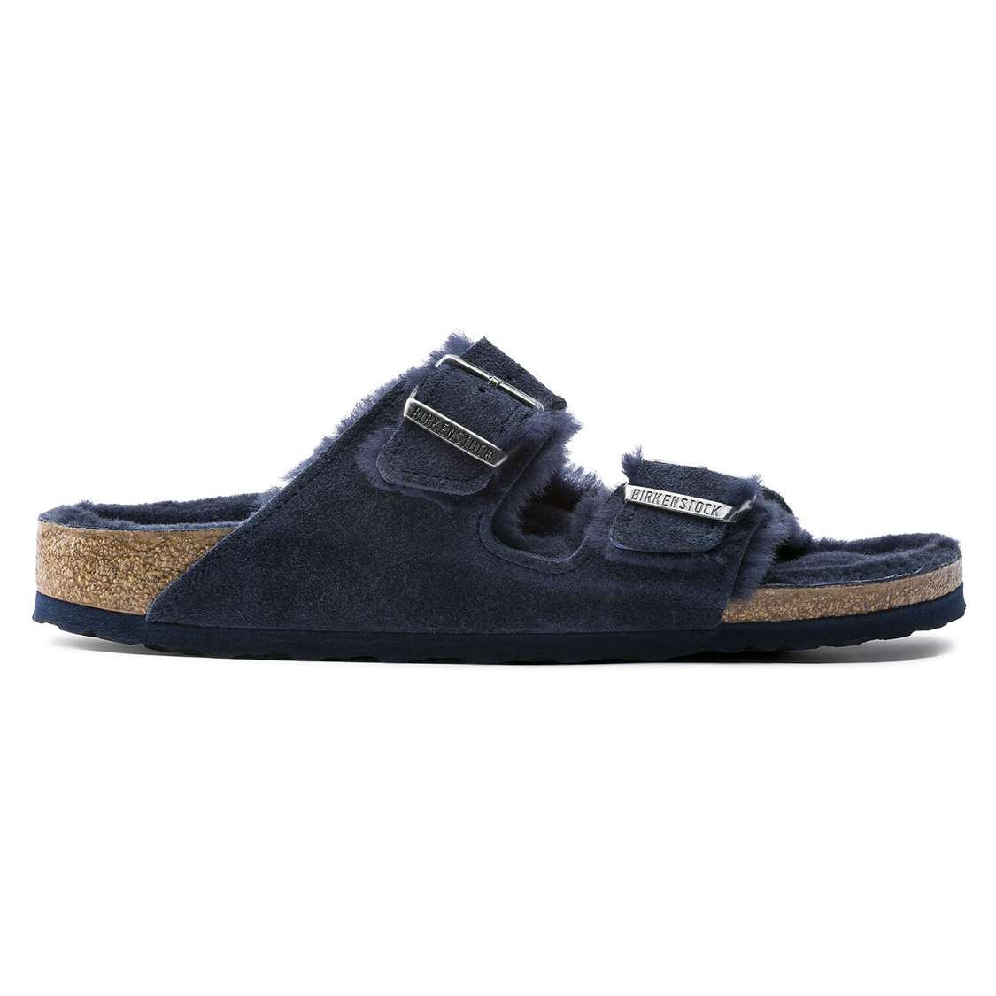 Blue Birkenstock Arizona Shearling Suede Leather Women's Two Strap Sandals | UHXgV6ncxJx