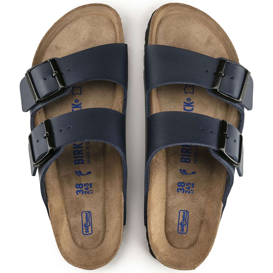 Blue Birkenstock Arizona Soft Footbed Birko-Flor Men's Two Strap Sandals | MODwUZRRhJv