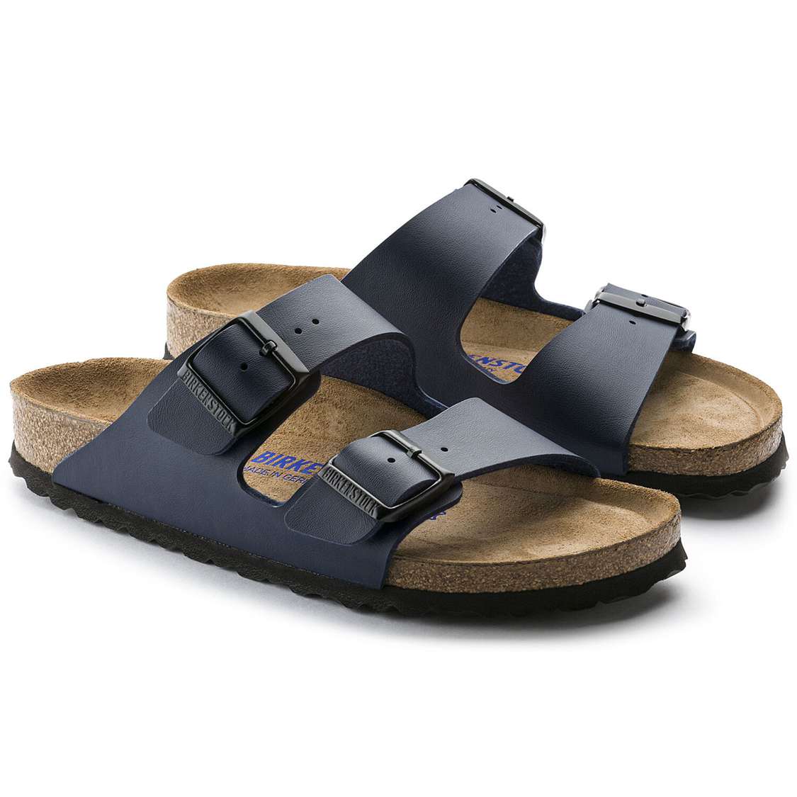 Blue Birkenstock Arizona Soft Footbed Birko-Flor Men's Two Strap Sandals | MODwUZRRhJv