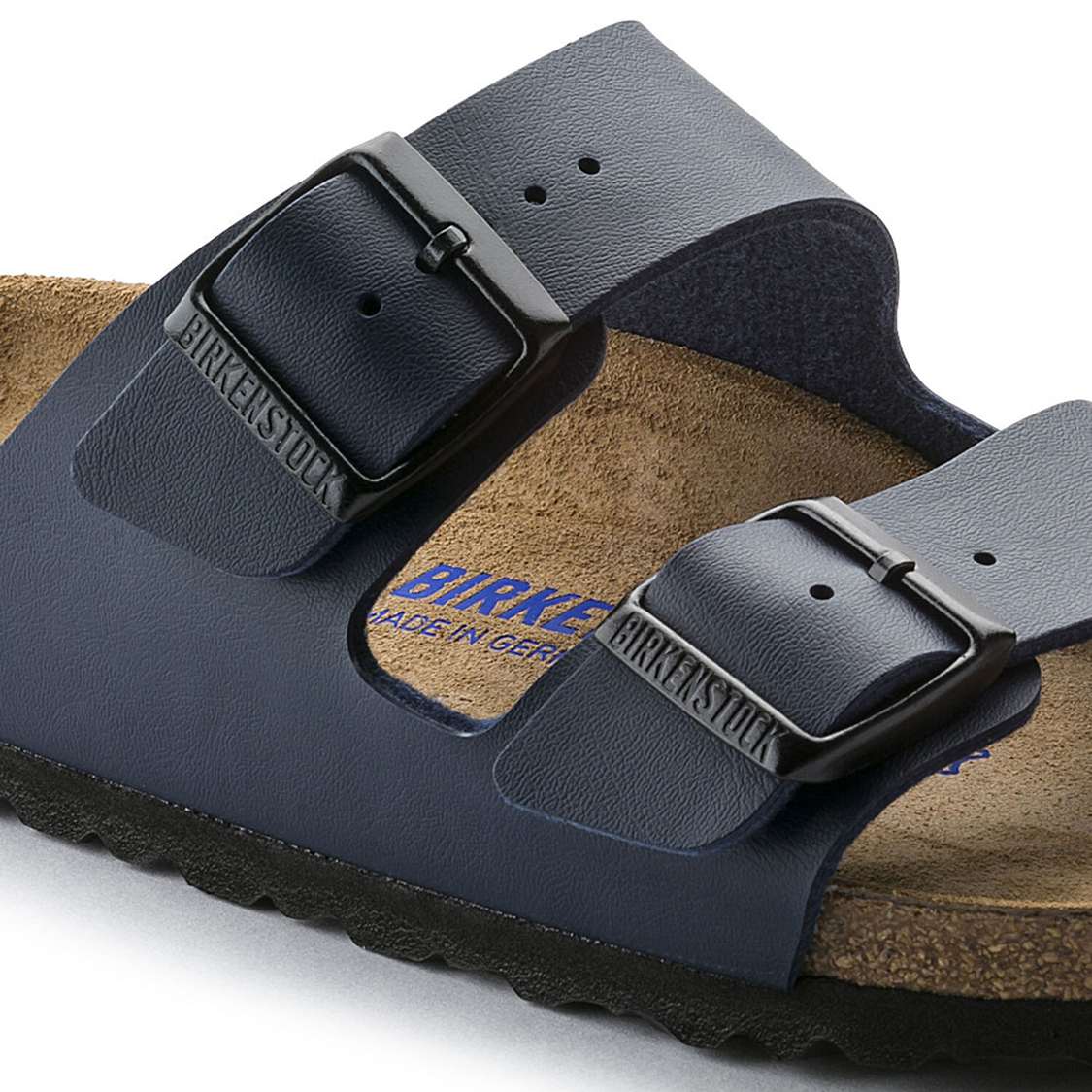 Blue Birkenstock Arizona Soft Footbed Birko-Flor Women's Two Strap Sandals | QwNE55ap91X