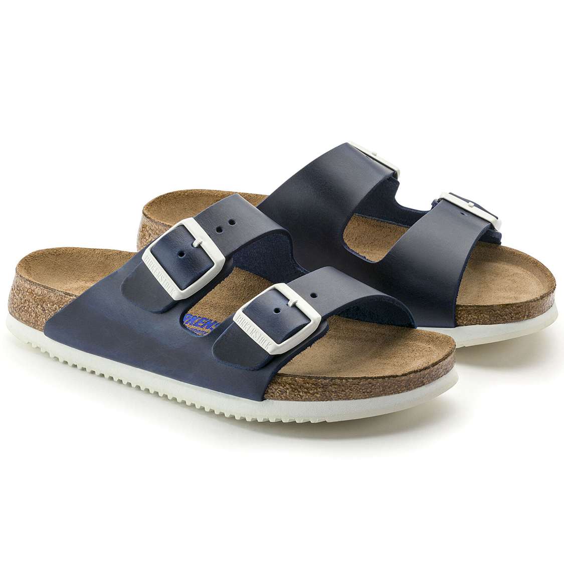 Blue Birkenstock Arizona Soft Footbed Leather Women's Two Strap Sandals | FV77lC5Uqkz