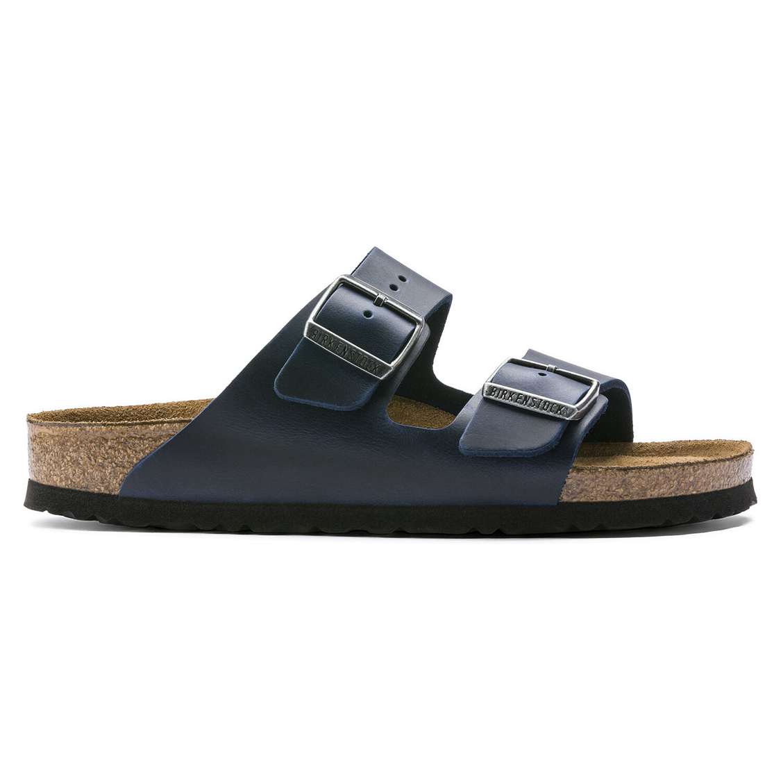 Blue Birkenstock Arizona Soft Footbed Oiled Nubuck Leather Men's Two Strap Sandals | DMIuYLJyram