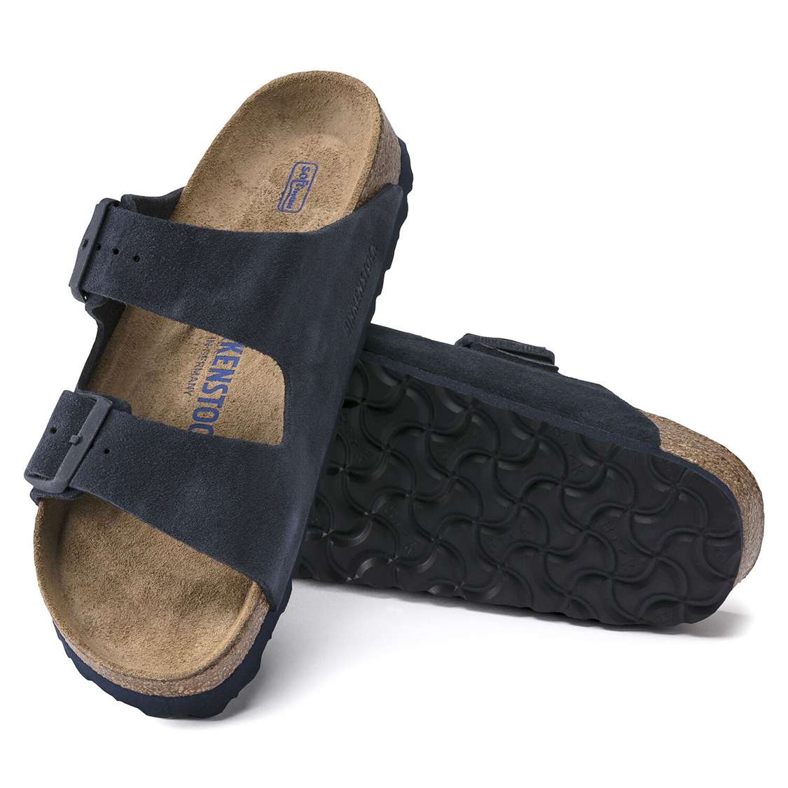 Blue Birkenstock Arizona Soft Footbed Suede Leather Women's Two Strap Sandals | 1cMdWV24Xqf