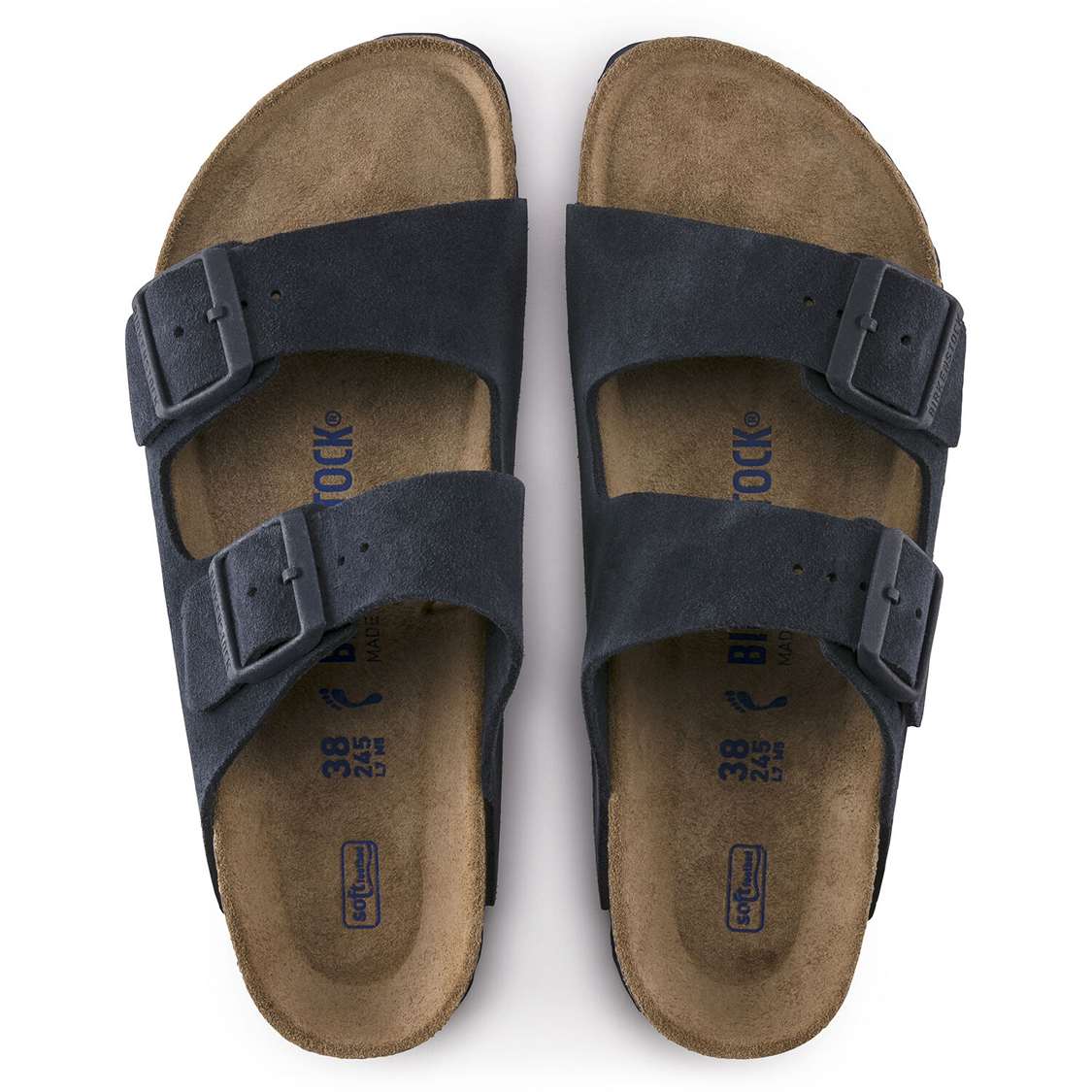 Blue Birkenstock Arizona Soft Footbed Suede Leather Women's Two Strap Sandals | 1cMdWV24Xqf