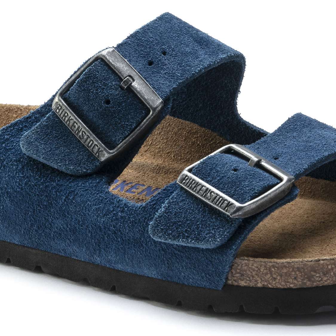 Blue Birkenstock Arizona Soft Footbed Suede Leather Men's Two Strap Sandals | Pje4FfpELBw