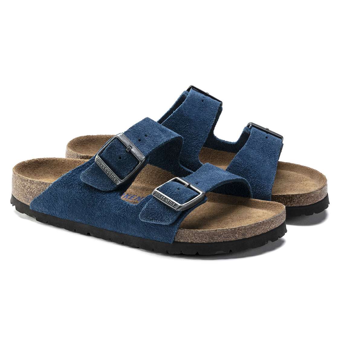 Blue Birkenstock Arizona Soft Footbed Suede Leather Women's Two Strap Sandals | W2V8ntcHEh3