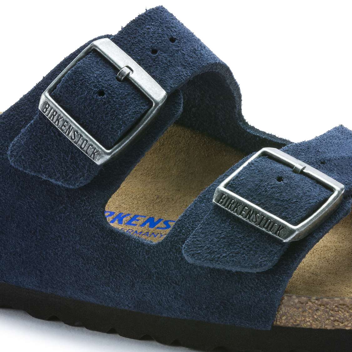 Blue Birkenstock Arizona Soft Footbed Suede Leather Men's Two Strap Sandals | hP28GnVSpuU