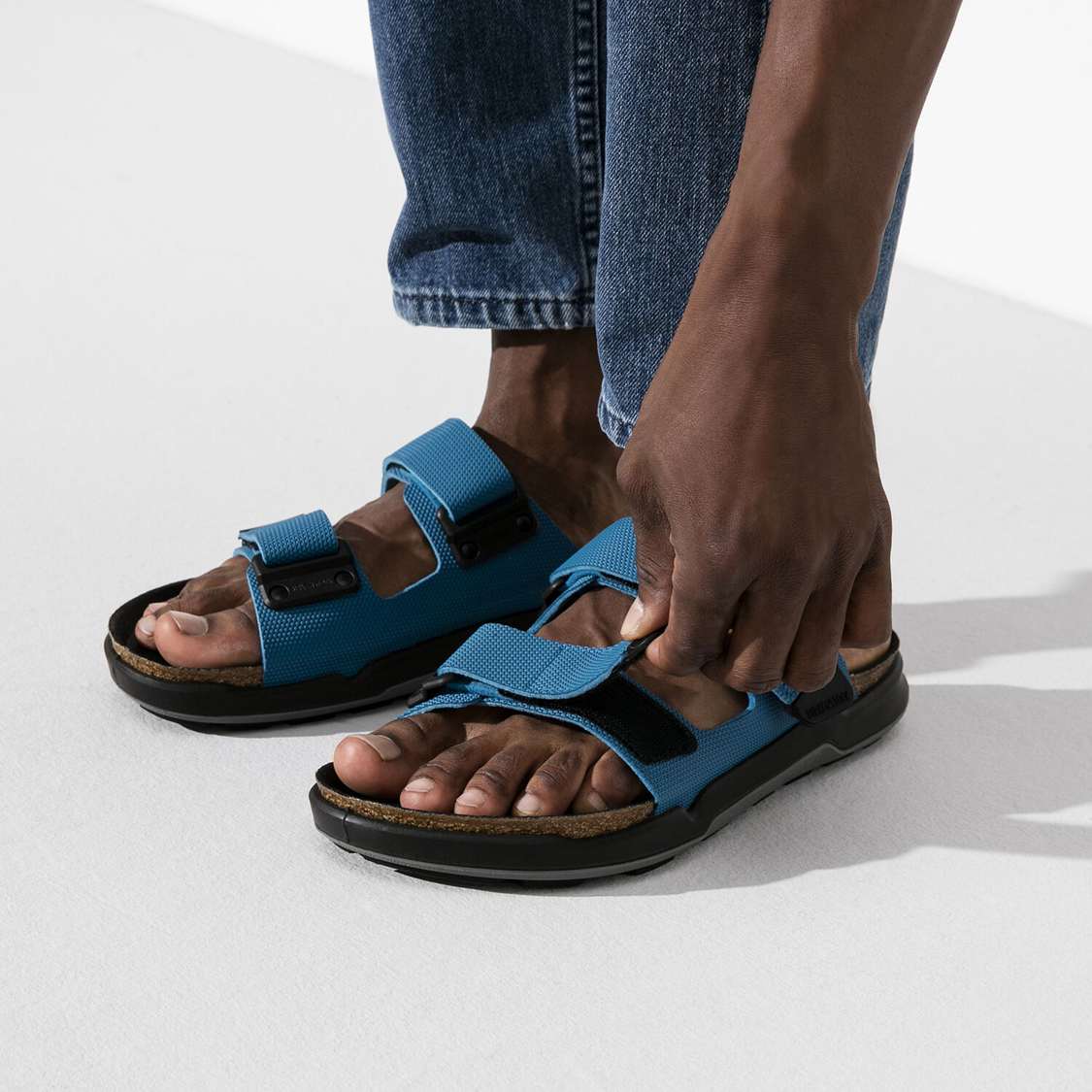 Blue Birkenstock Atacama Birko-Flor Men's Two Strap Sandals | dFOKFSWm44d