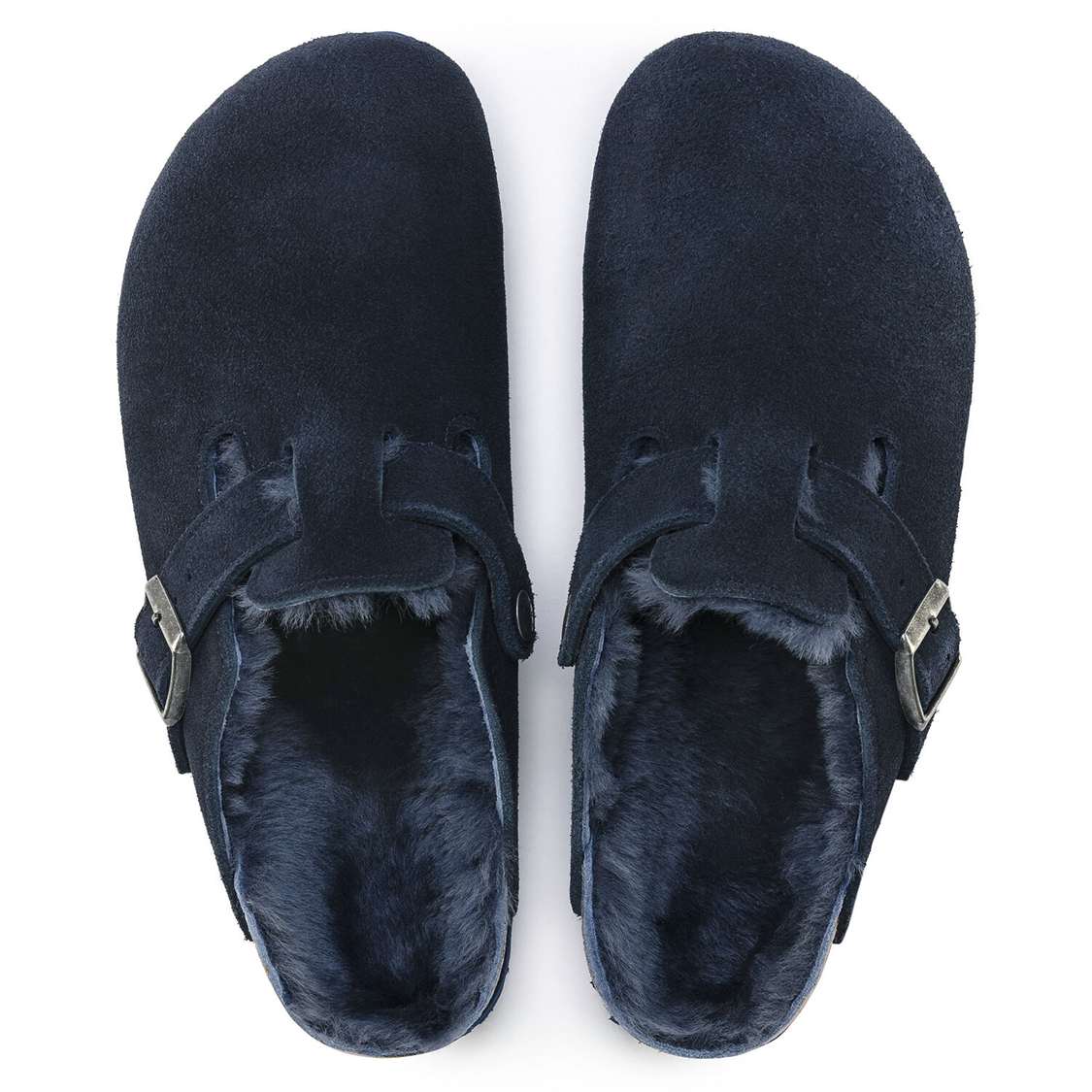 Blue Birkenstock Boston Shearling Suede Leather Women's Clogs | eEbLEWEaRkS