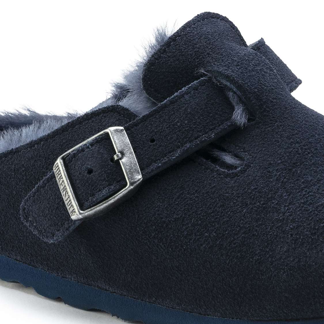 Blue Birkenstock Boston Shearling Suede Leather Women's Clogs | eEbLEWEaRkS