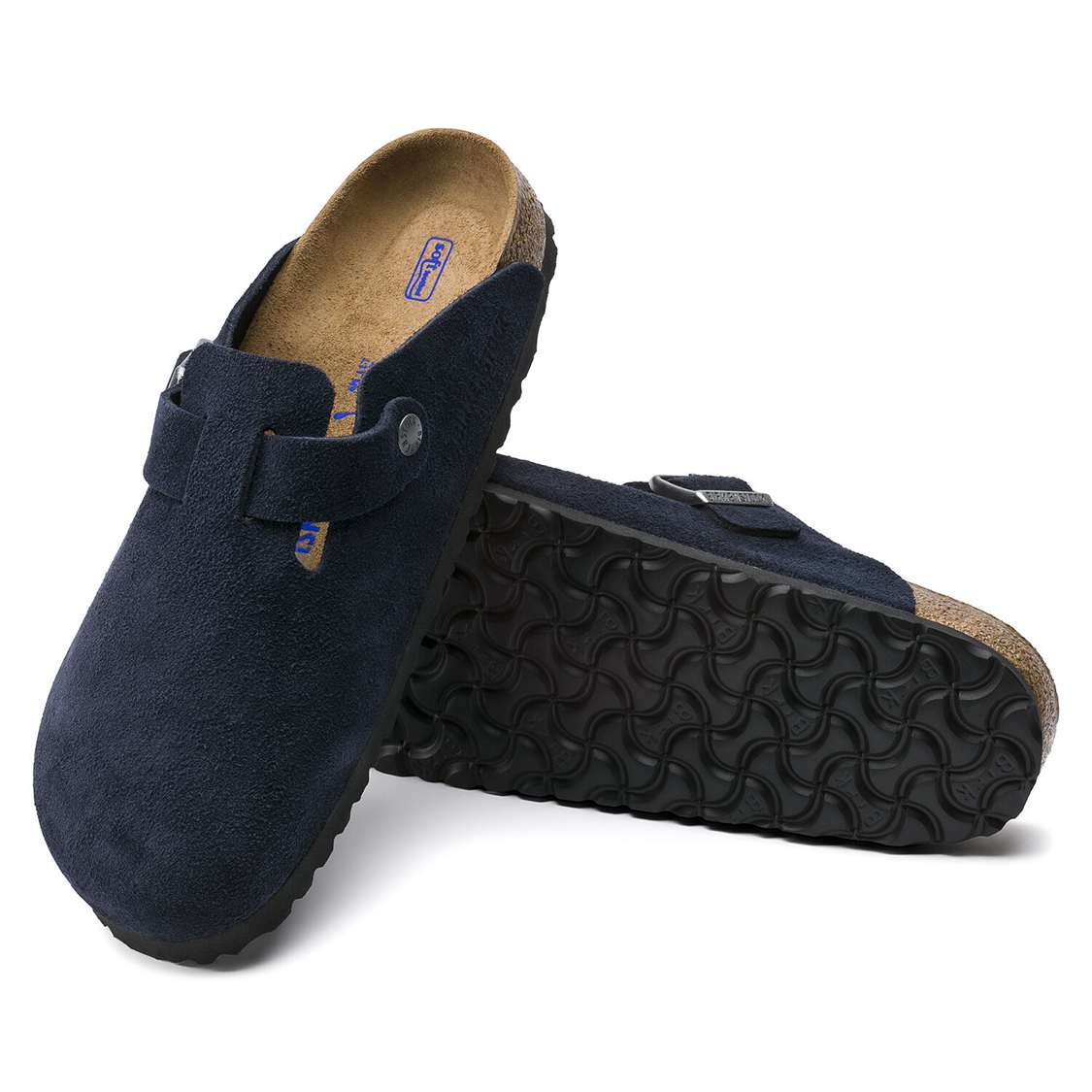 Blue Birkenstock Boston Soft Footbed Suede Leather Men's Clogs | XDol3lH7JLx