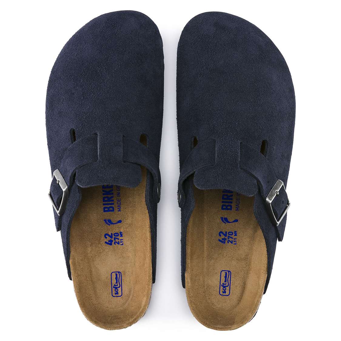 Blue Birkenstock Boston Soft Footbed Suede Leather Men's Clogs | XDol3lH7JLx