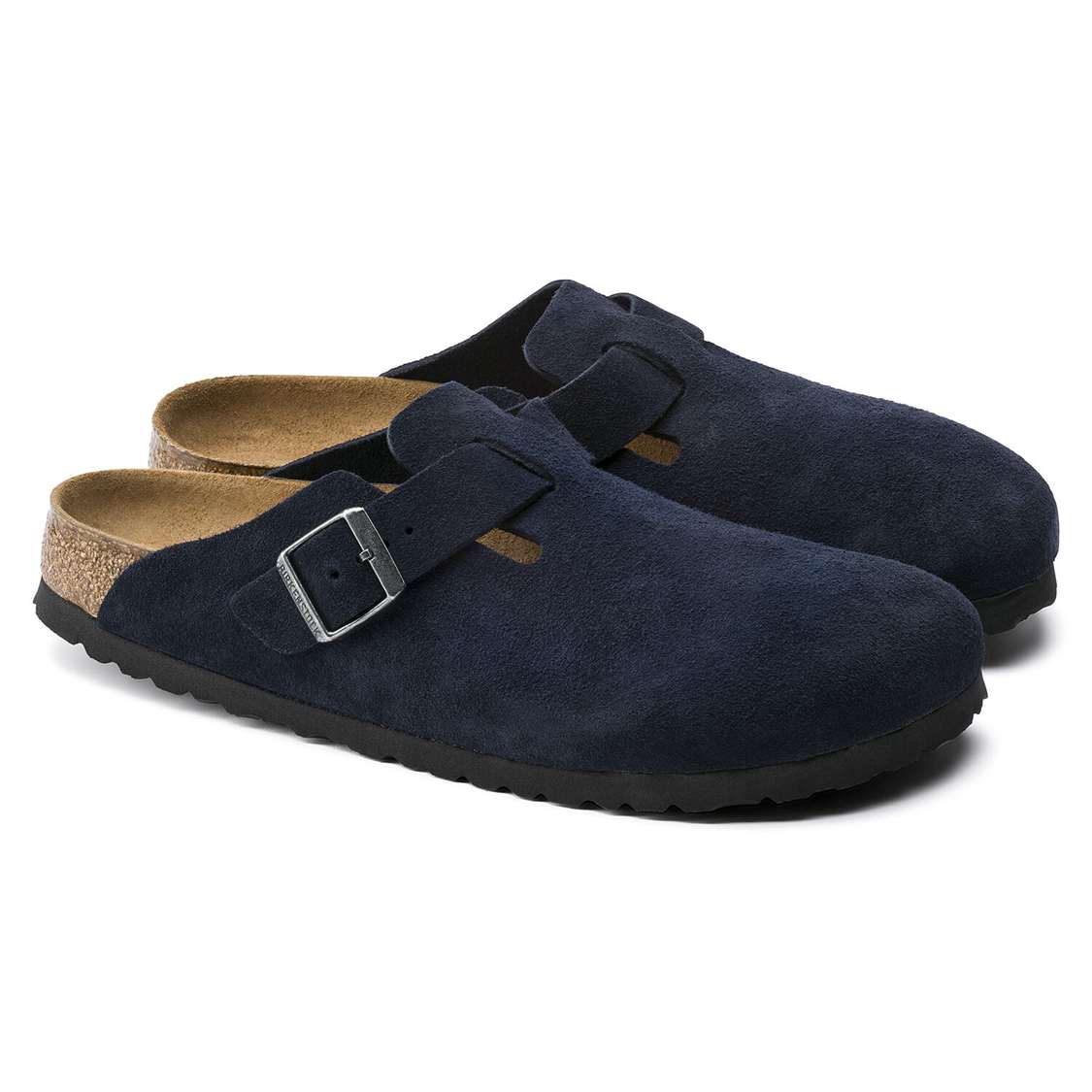 Blue Birkenstock Boston Soft Footbed Suede Leather Men's Clogs | XDol3lH7JLx