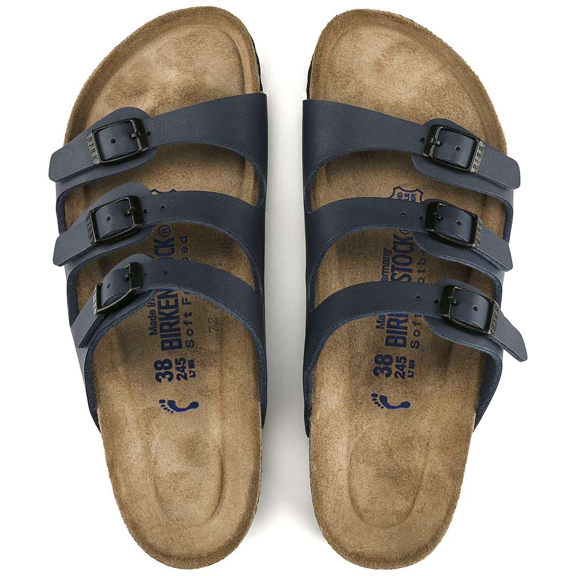 Blue Birkenstock Florida Soft Footbed Birko-Flor Women's Multi Strap Sandals | rIzjLxGSmbi