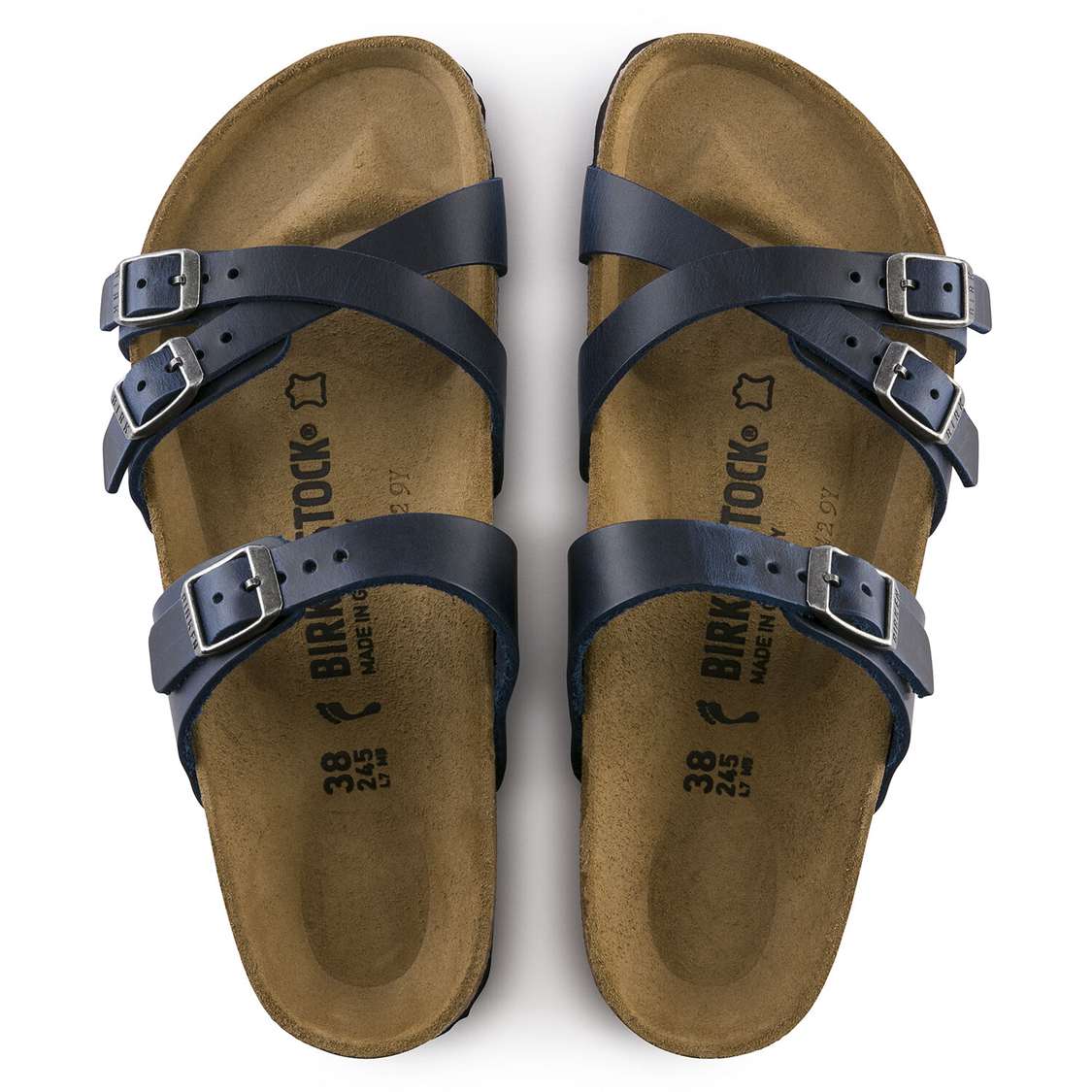 Blue Birkenstock Franca Oiled Leather Women's Multi Strap Sandals | hQbCC1uyKHP