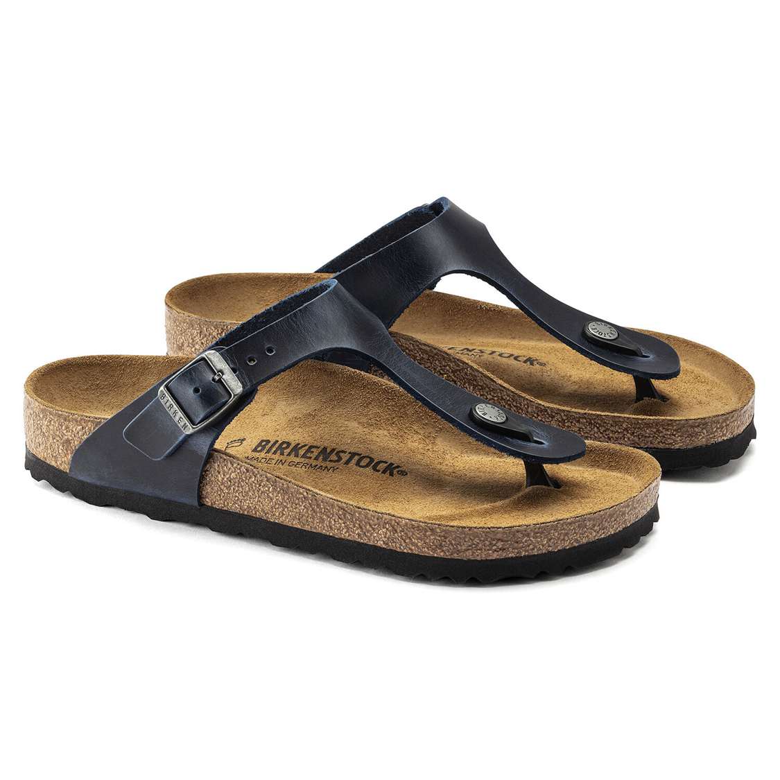 Blue Birkenstock Gizeh Oiled Leather Men's Thong | zuKhxCv9cyE